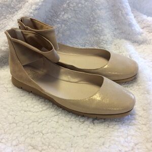 PELLE MODA Gold and Tan Suede Ballet Flat